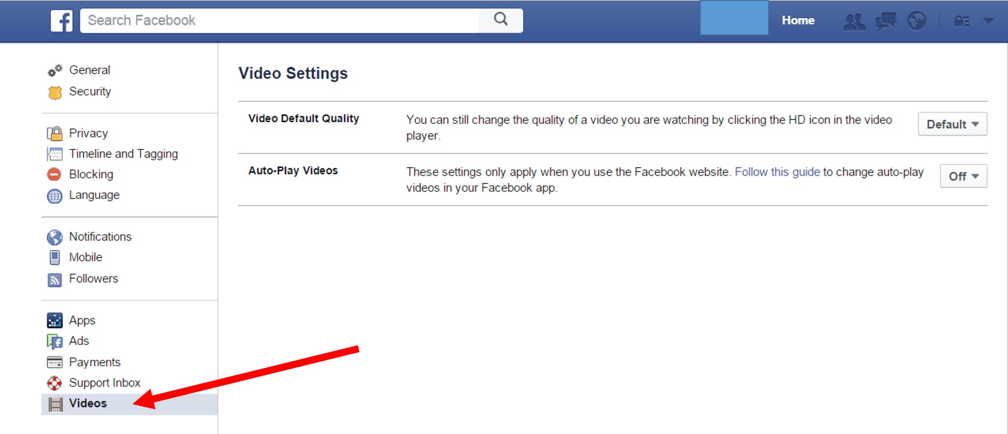 stop facebook video auto play